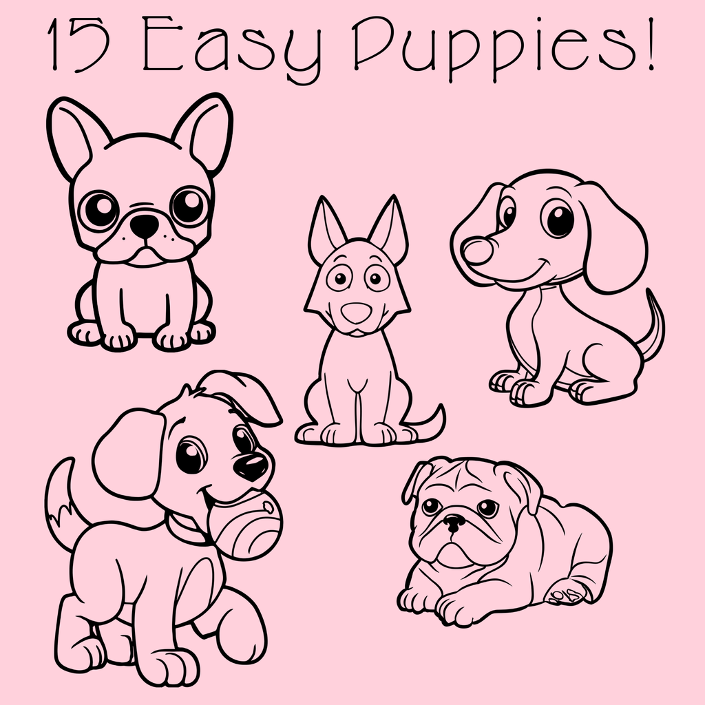 Simple Puppy Coloring Pages for Toddlers - 15 Easy Dog Designs PDF