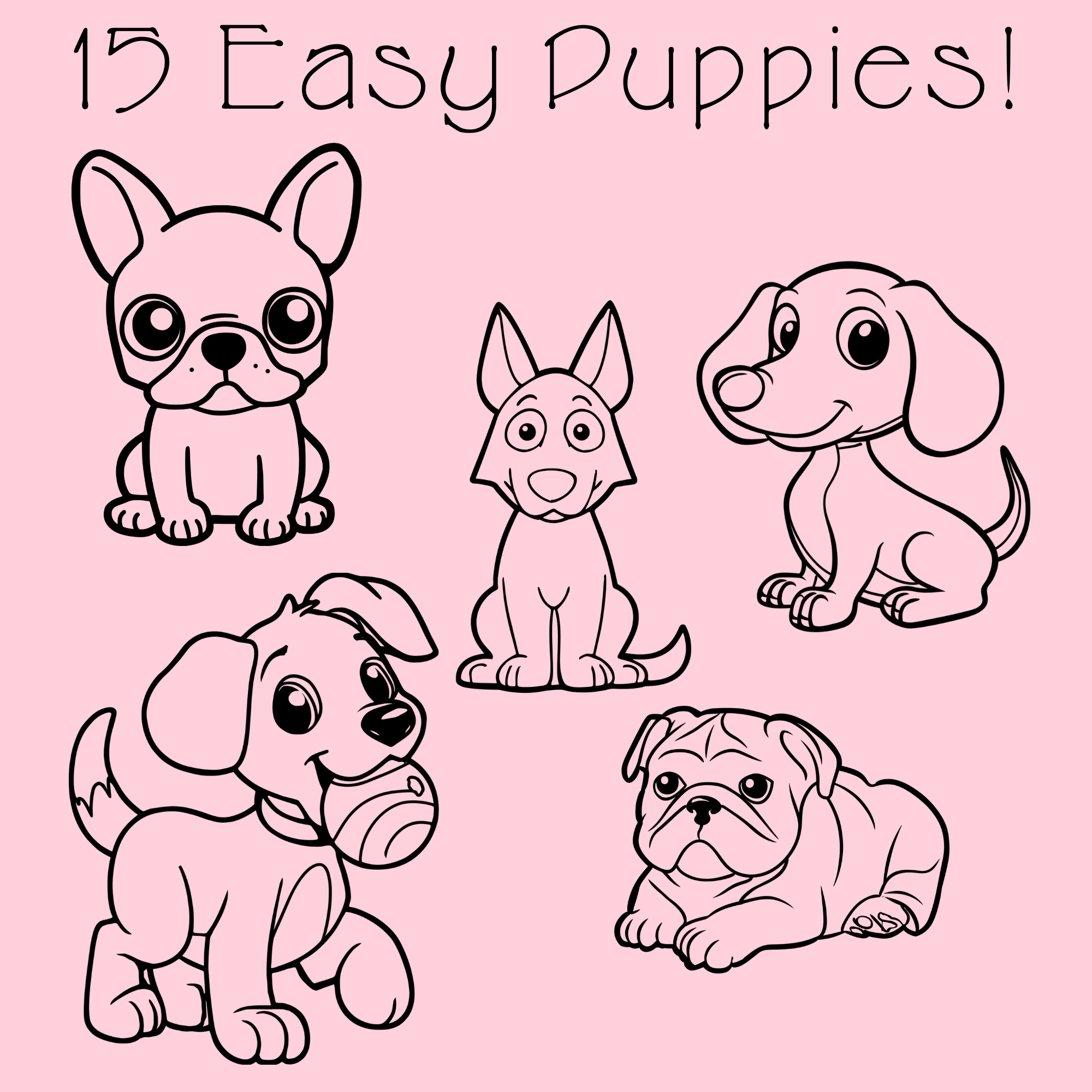 Simple Puppy Coloring Pages for Toddlers - 15 Easy Dog Designs PDF