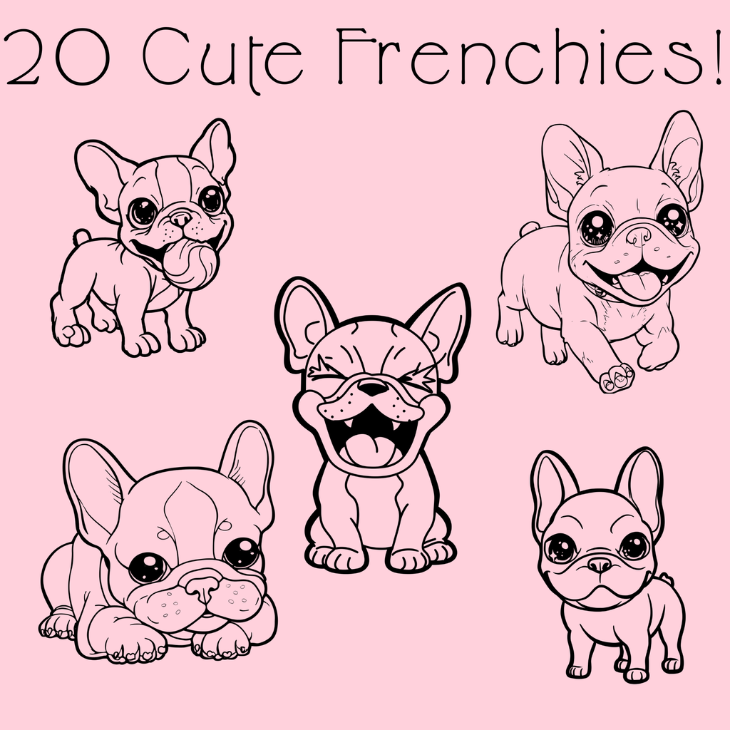 French Bulldog Coloring Book PDF - 20 Kawaii Puppy Pages, Kids Activity