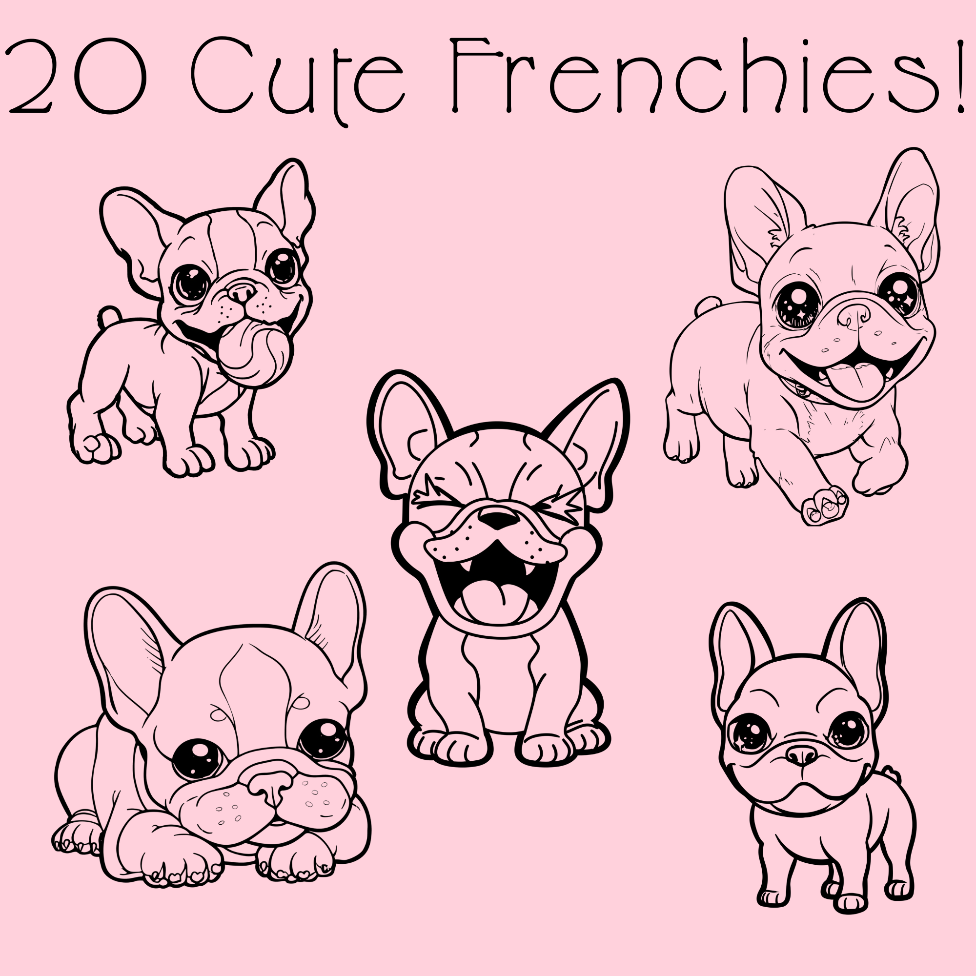 French Bulldog Coloring Book PDF - 20 Kawaii Puppy Pages, Kids Activity