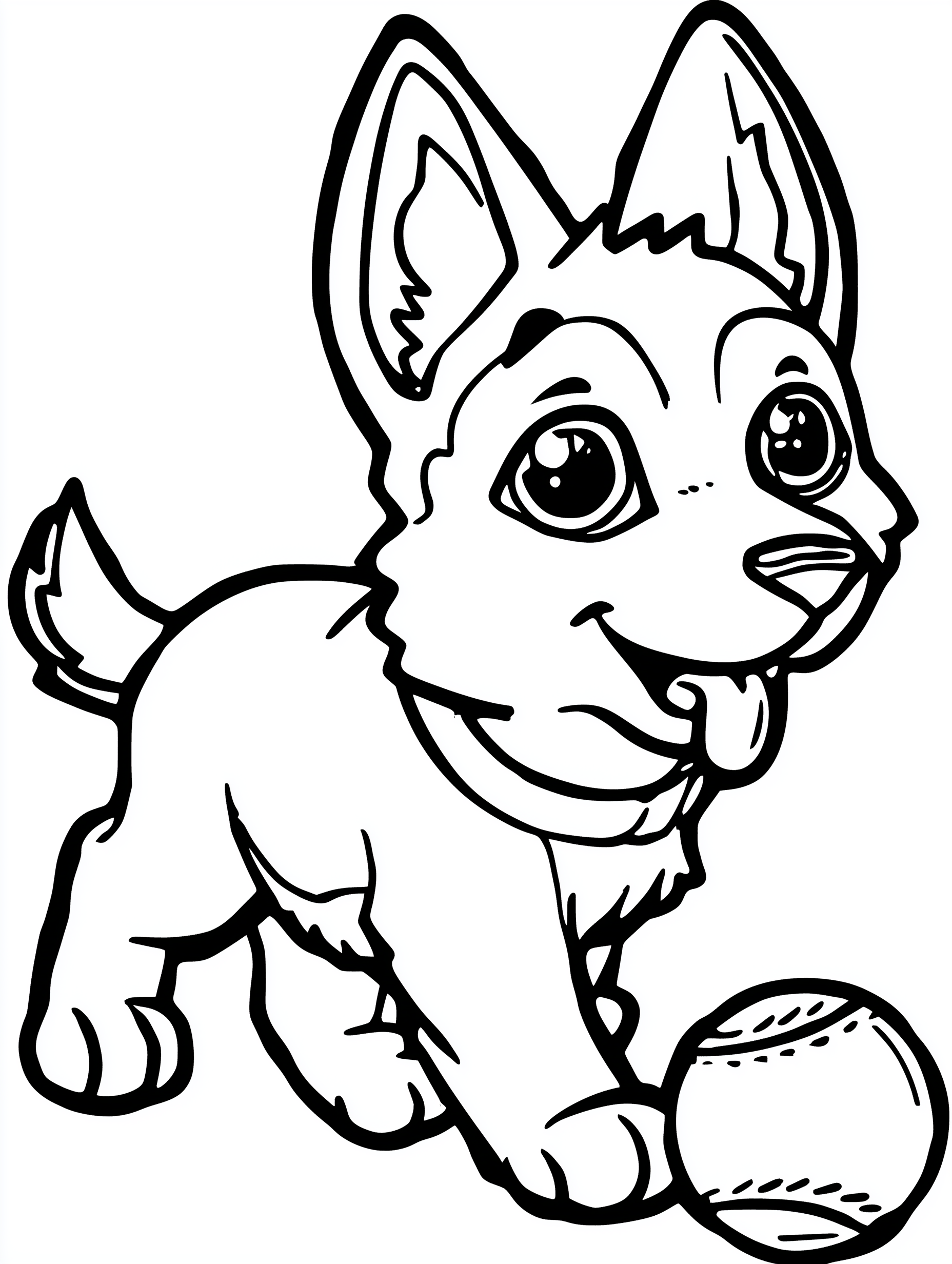 German Shepherd Coloring Book PDF - 20 Kawaii Puppy Pages, Kids Activity