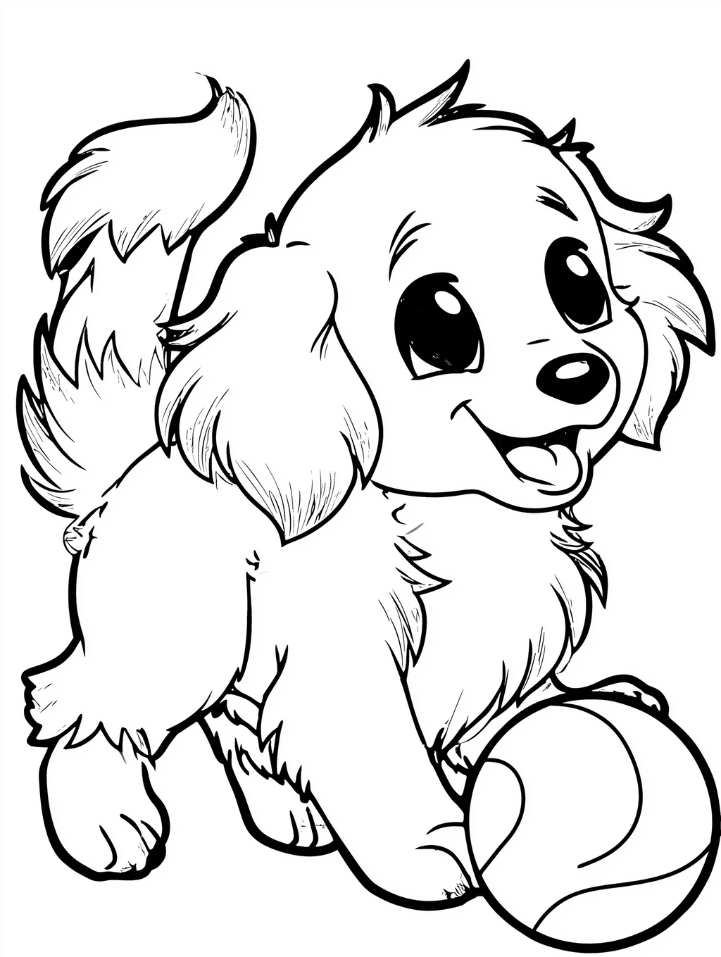 Kawaii Puppy Coloring Book PDF - 50 Dog Breeds, Kids Activity Pages