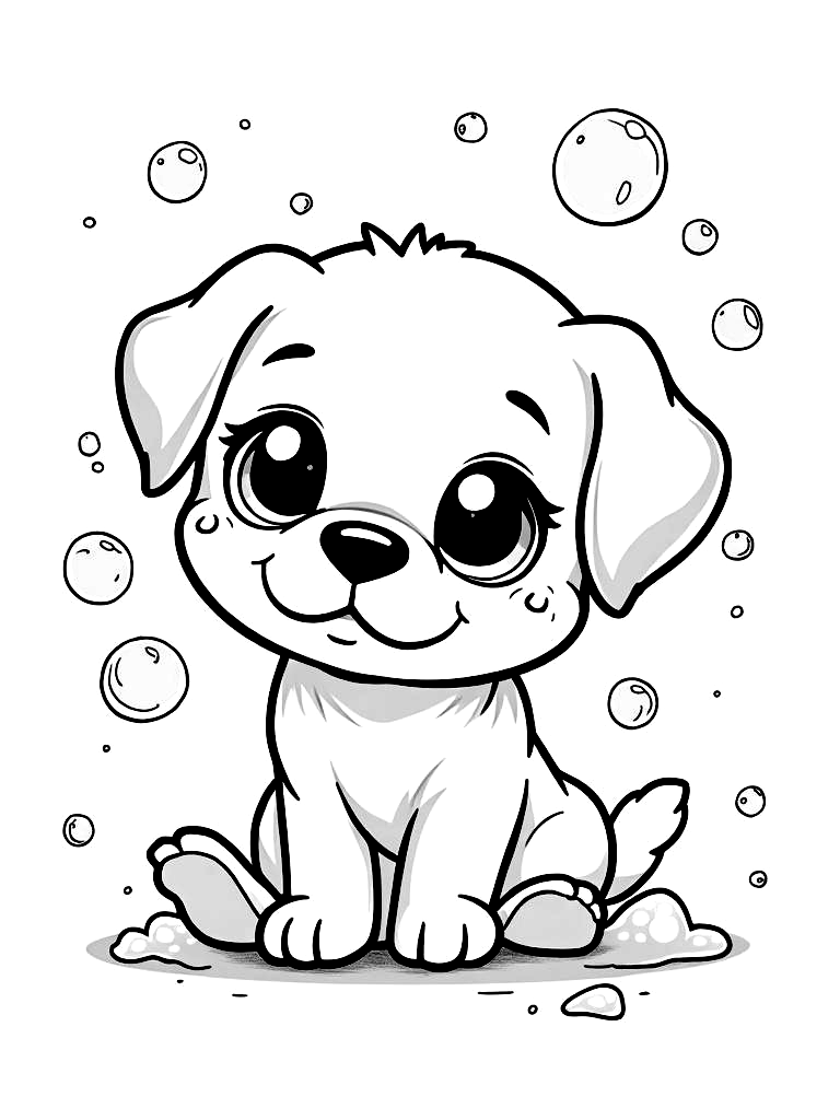 Cute Kawaii Puppy Coloring Pages - 15 Adorable Dogs for Kids - Printable PDF - Instant Download