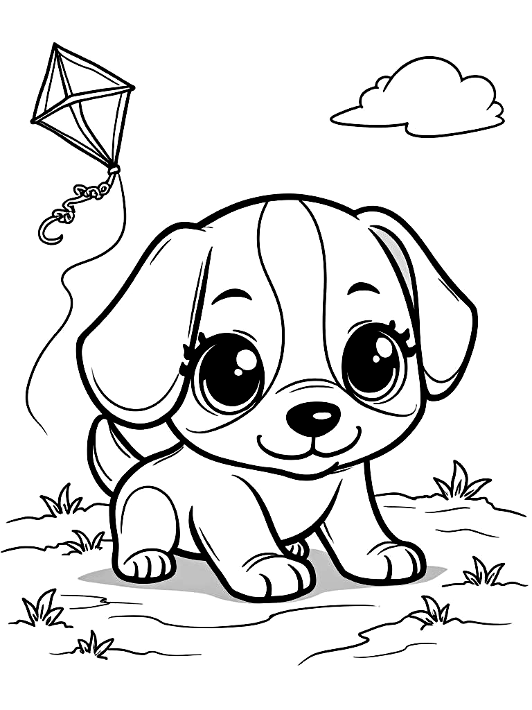 Cute Kawaii Puppy Coloring Pages - 15 Adorable Dogs for Kids - Printable PDF - Instant Download