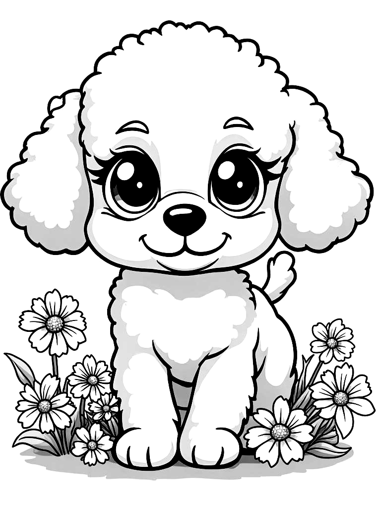 Cute Kawaii Puppy Coloring Pages - 15 Adorable Dogs for Kids - Printable PDF - Instant Download