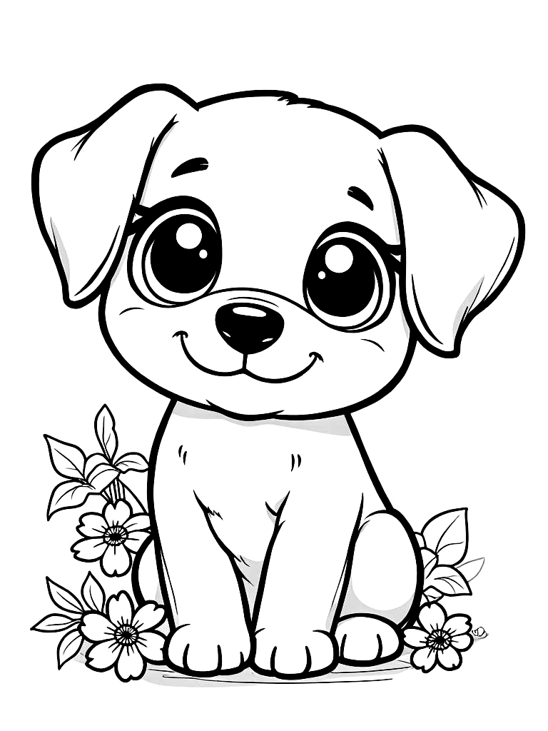 Cute Kawaii Puppy Coloring Pages - 20 Adorable Dogs for Kids - Printable PDF - Instant Download