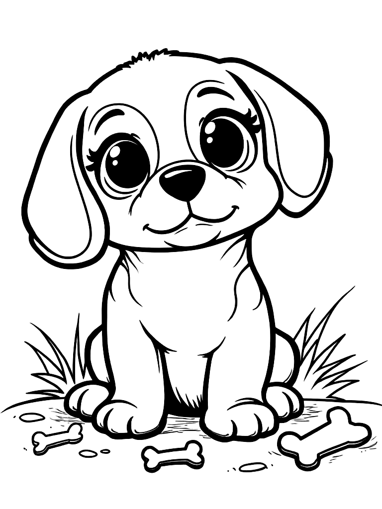 Cute Kawaii Puppy Coloring Pages - 20 Adorable Dogs for Kids - Printable PDF - Instant Download