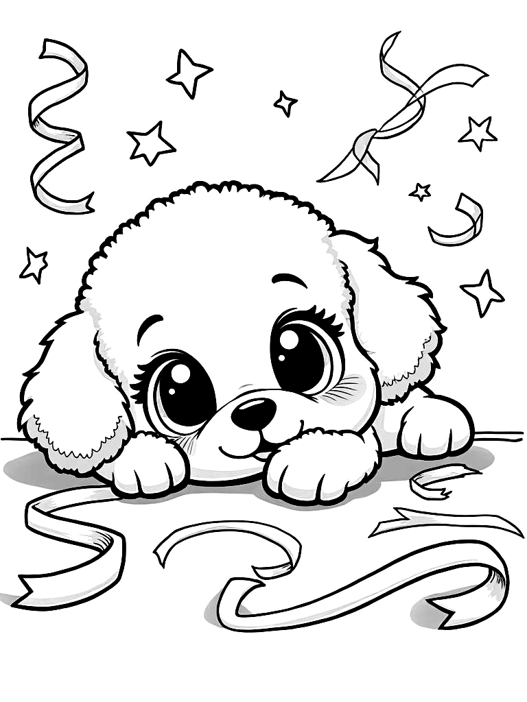 Cute Kawaii Puppy Coloring Pages - 20 Adorable Dogs for Kids - Printable PDF - Instant Download