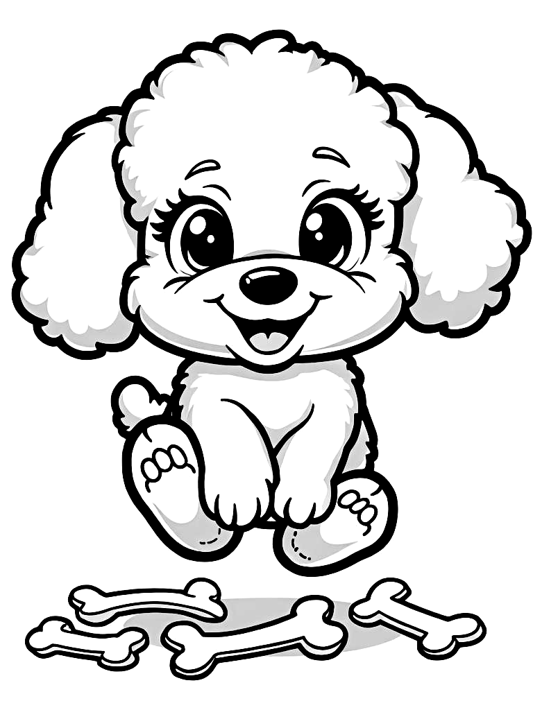 Cute Kawaii Puppy Coloring Pages - 25 Adorable Dogs for Kids - Printable PDF - Instant Download