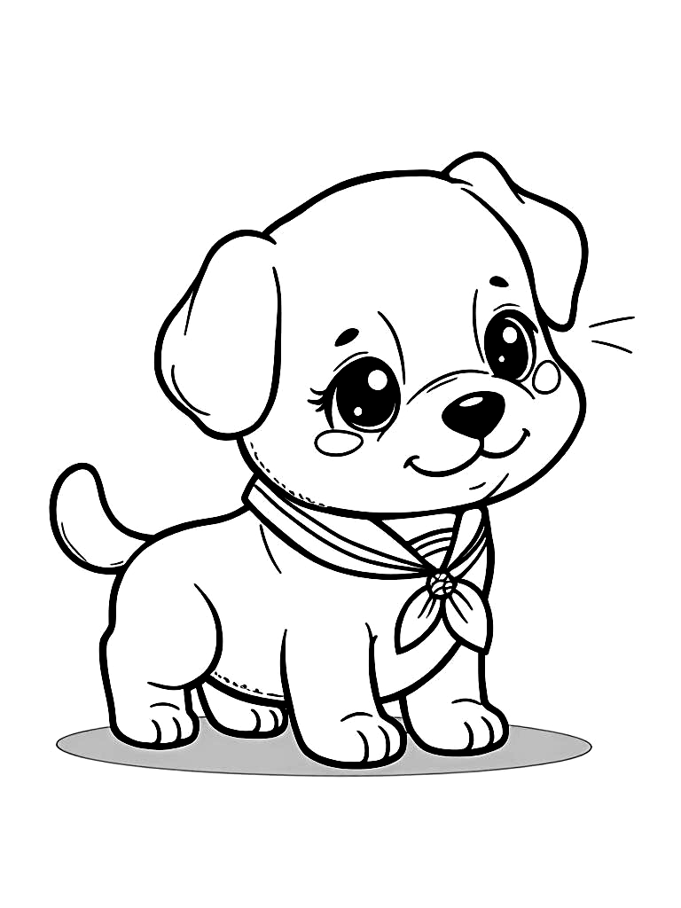 Cute Kawaii Puppy Coloring Pages - 50 Adorable Dogs for Kids - Printable PDF - Instant Download