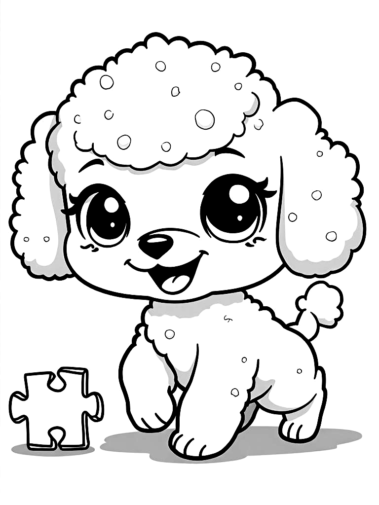 Cute Kawaii Puppy Coloring Pages - 50 Adorable Dogs for Kids - Printable PDF - Instant Download