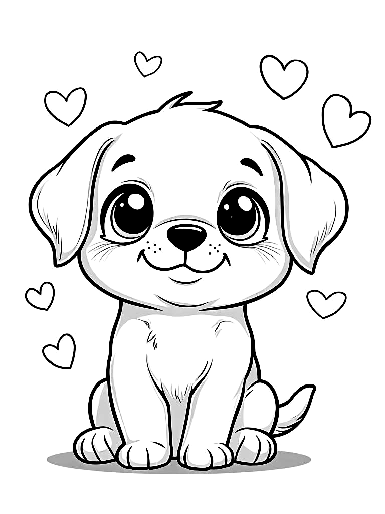 Cute Kawaii Puppy Coloring Pages - 100 Adorable Dogs for Kids - Printable PDF - Instant Download