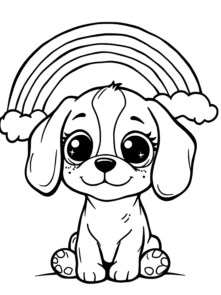 Cute Kawaii Puppy Coloring Pages - 100 Adorable Dogs for Kids - Printable PDF - Instant Download