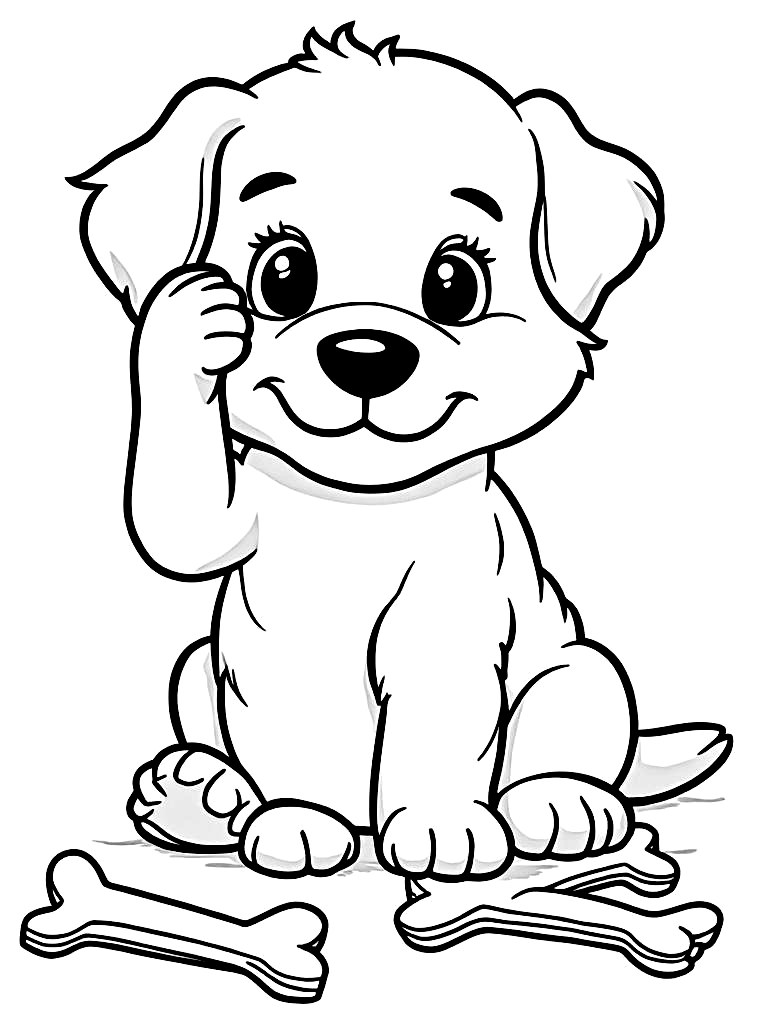 Easy Simple Puppy Coloring Pages - 15 Dogs for Kids - Printable PDF - Instant Download
