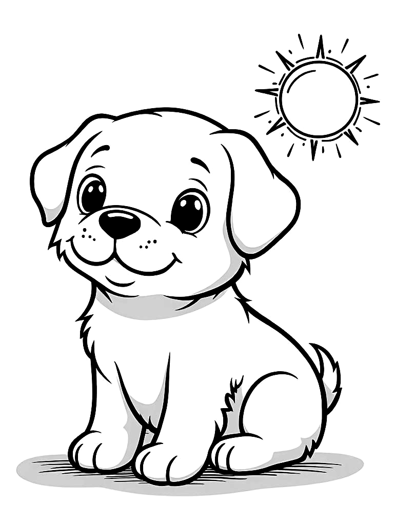 Easy Simple Puppy Coloring Pages - 20 Dogs for Kids - Printable PDF - Instant Download
