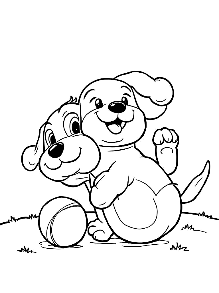 Easy Simple Puppy Coloring Pages - 20 Dogs for Kids - Printable PDF - Instant Download