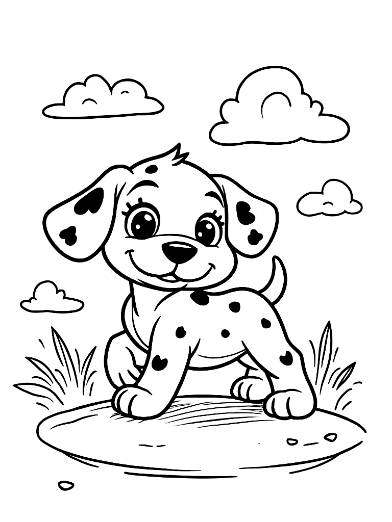 Easy Simple Puppy Coloring Pages - 20 Dogs for Kids - Printable PDF - Instant Download