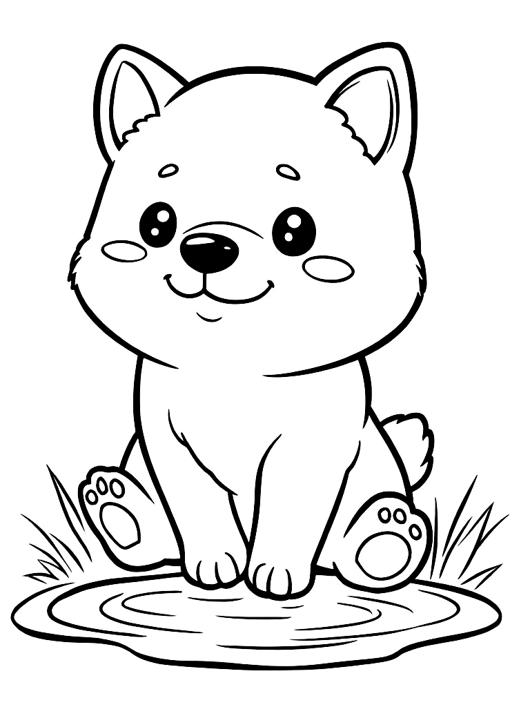 Easy Simple Puppy Coloring Pages - 20 Dogs for Kids - Printable PDF - Instant Download
