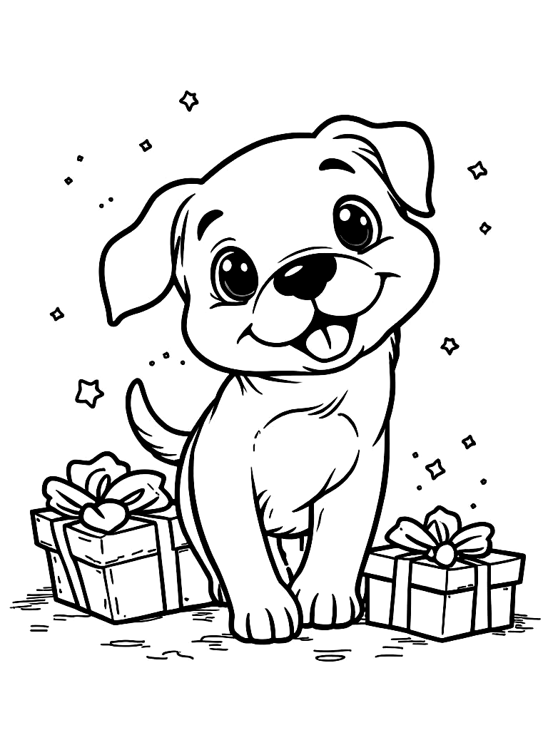 Easy Simple Puppy Coloring Pages - 25 Dogs for Kids - Printable PDF - Instant Download