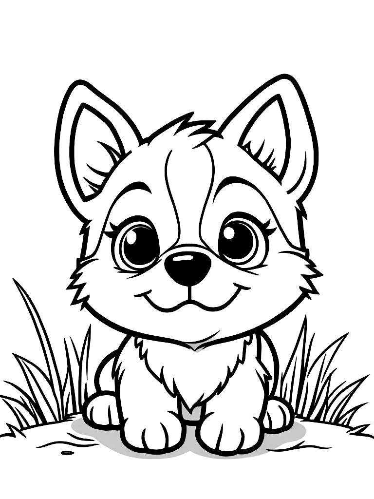 Easy Simple Puppy Coloring Pages - 25 Dogs for Kids - Printable PDF - Instant Download