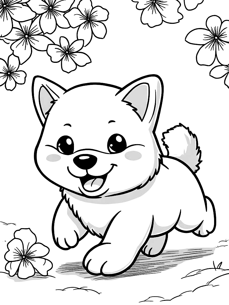 Easy Simple Puppy Coloring Pages - 25 Dogs for Kids - Printable PDF - Instant Download