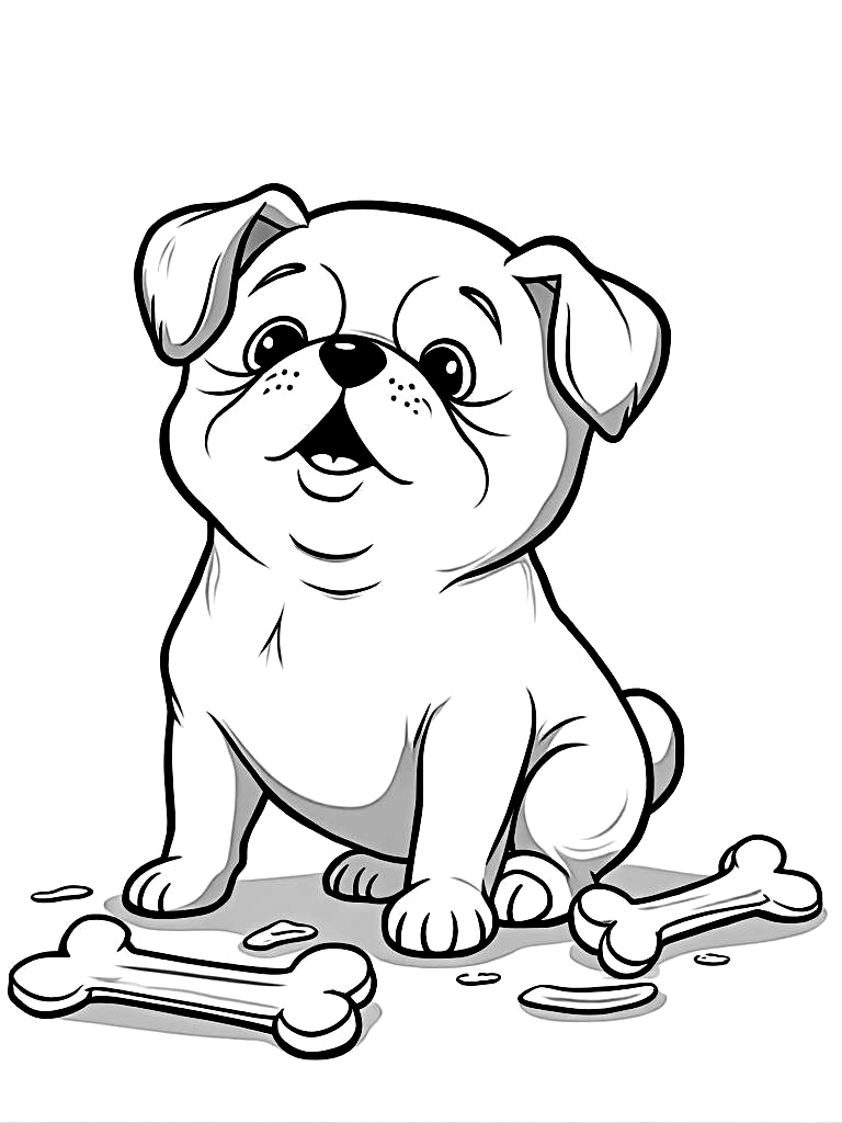 Easy Simple Puppy Coloring Pages - 25 Dogs for Kids - Printable PDF - Instant Download