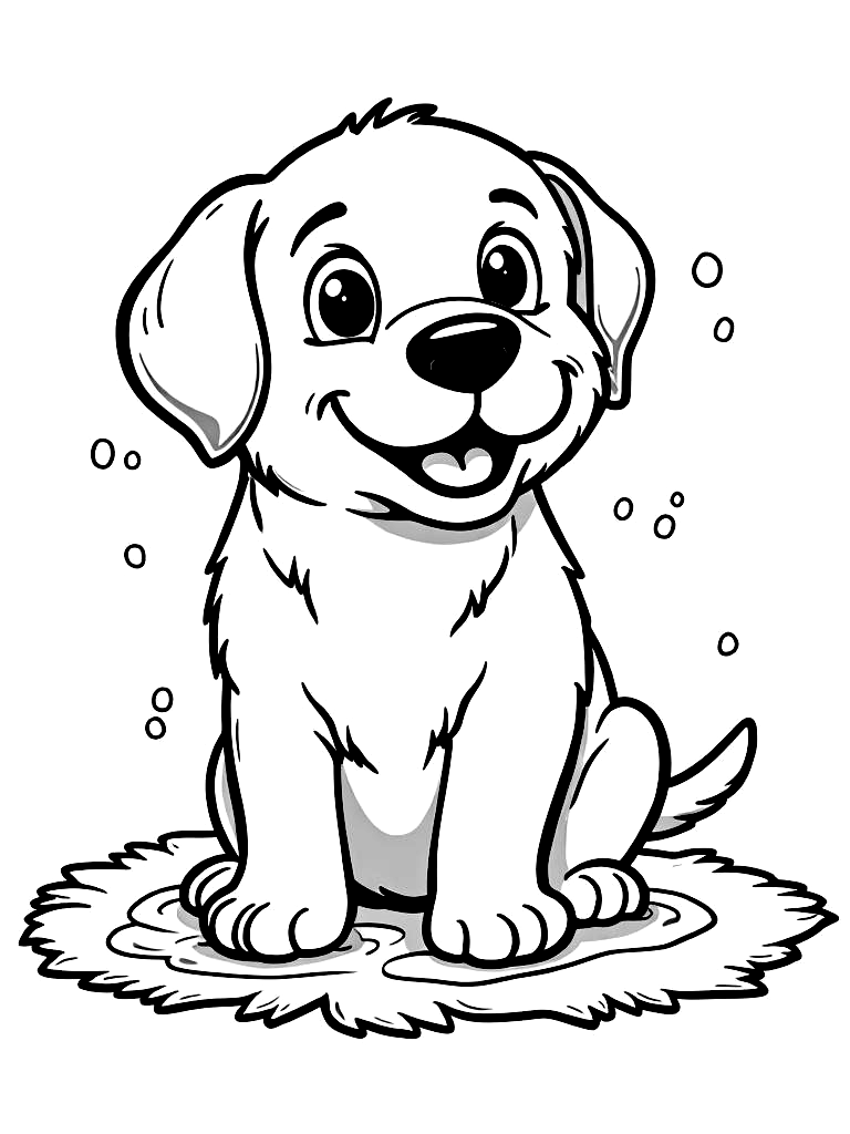 Easy Simple Puppy Coloring Pages - 50 Dogs for Kids - Printable PDF - Instant Download
