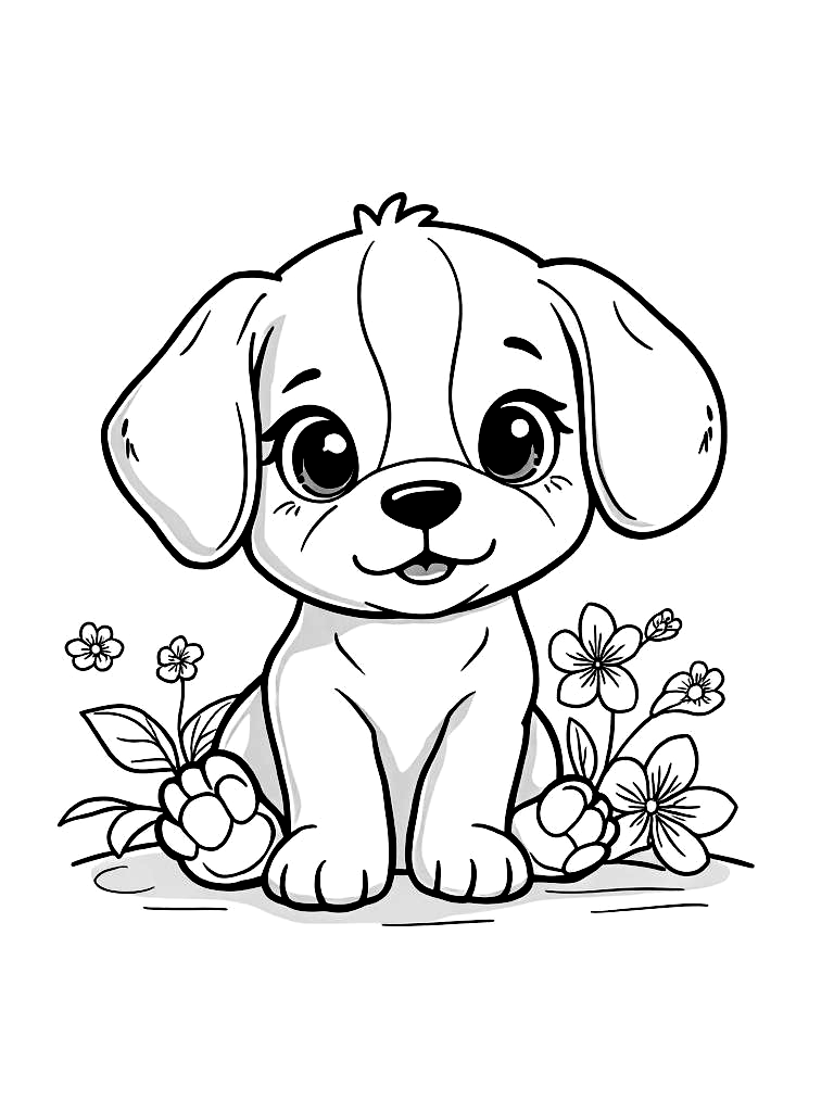 Easy Simple Puppy Coloring Pages - 50 Dogs for Kids - Printable PDF - Instant Download