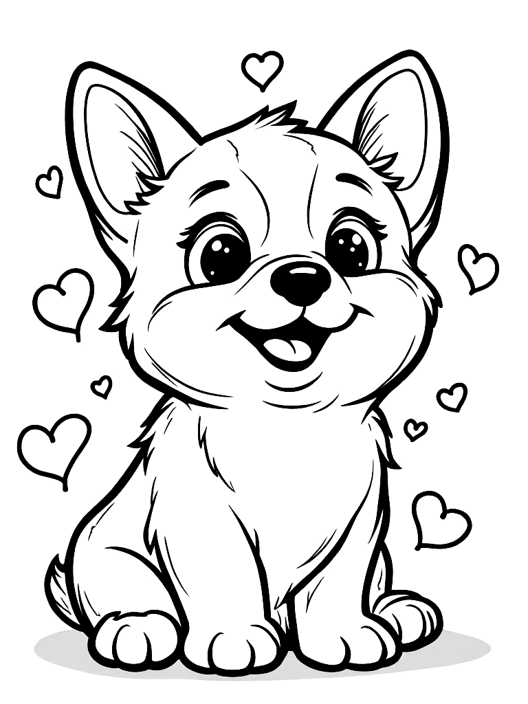 Easy Simple Puppy Coloring Pages - 50 Dogs for Kids - Printable PDF - Instant Download