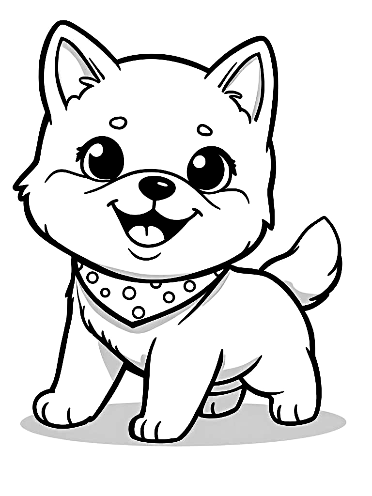 Easy Simple Puppy Coloring Pages - 50 Dogs for Kids - Printable PDF - Instant Download
