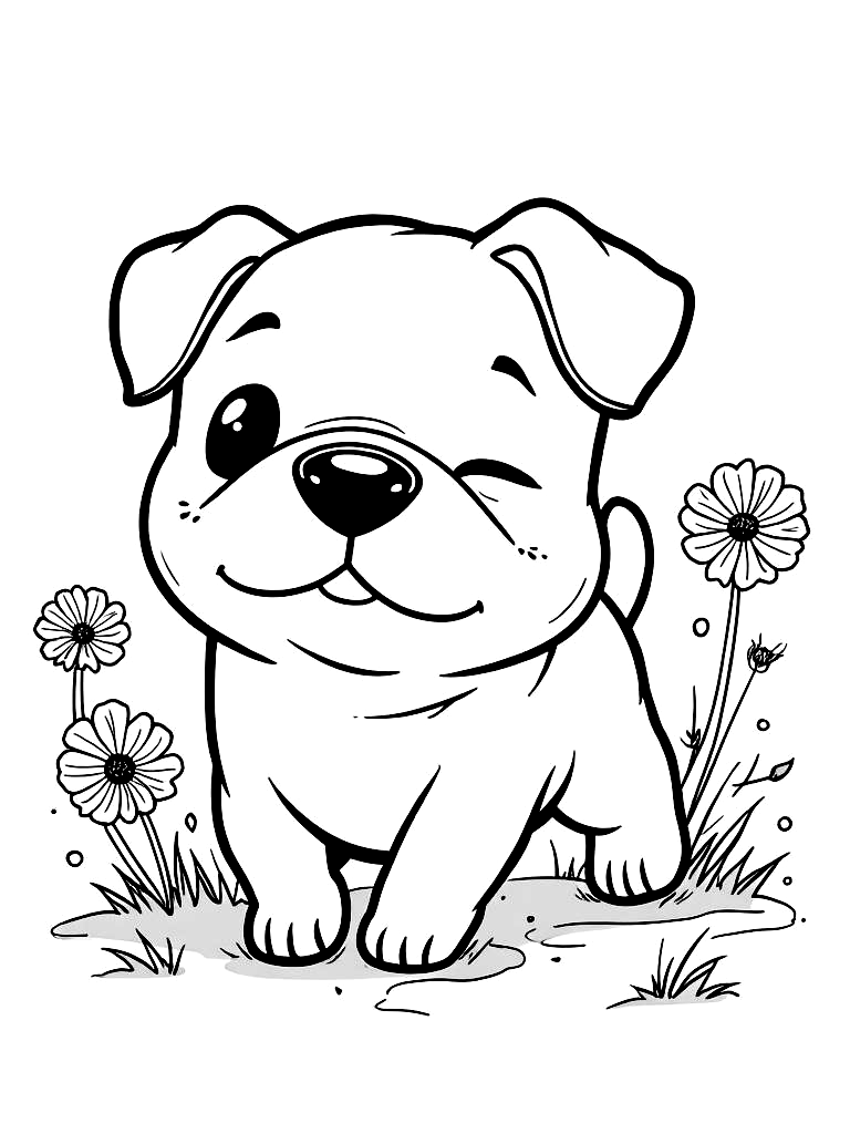 Easy Simple Puppy Coloring Pages - 50 Dogs for Kids - Printable PDF - Instant Download