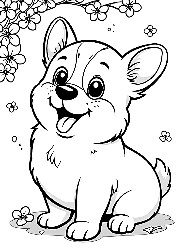 Easy Simple Puppy Coloring Pages - 100 Dogs for Kids - Printable PDF - Instant Download