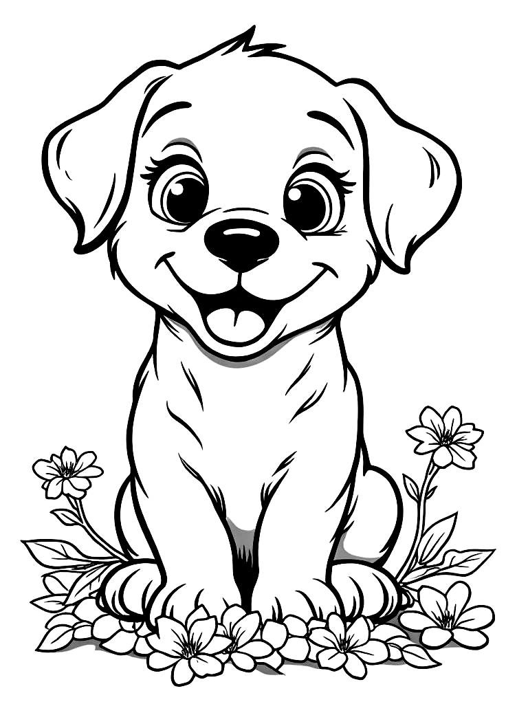Cartoon Fun Puppy Coloring Pages - 15 Playful Dogs for Kids - Printable PDF - Instant Download