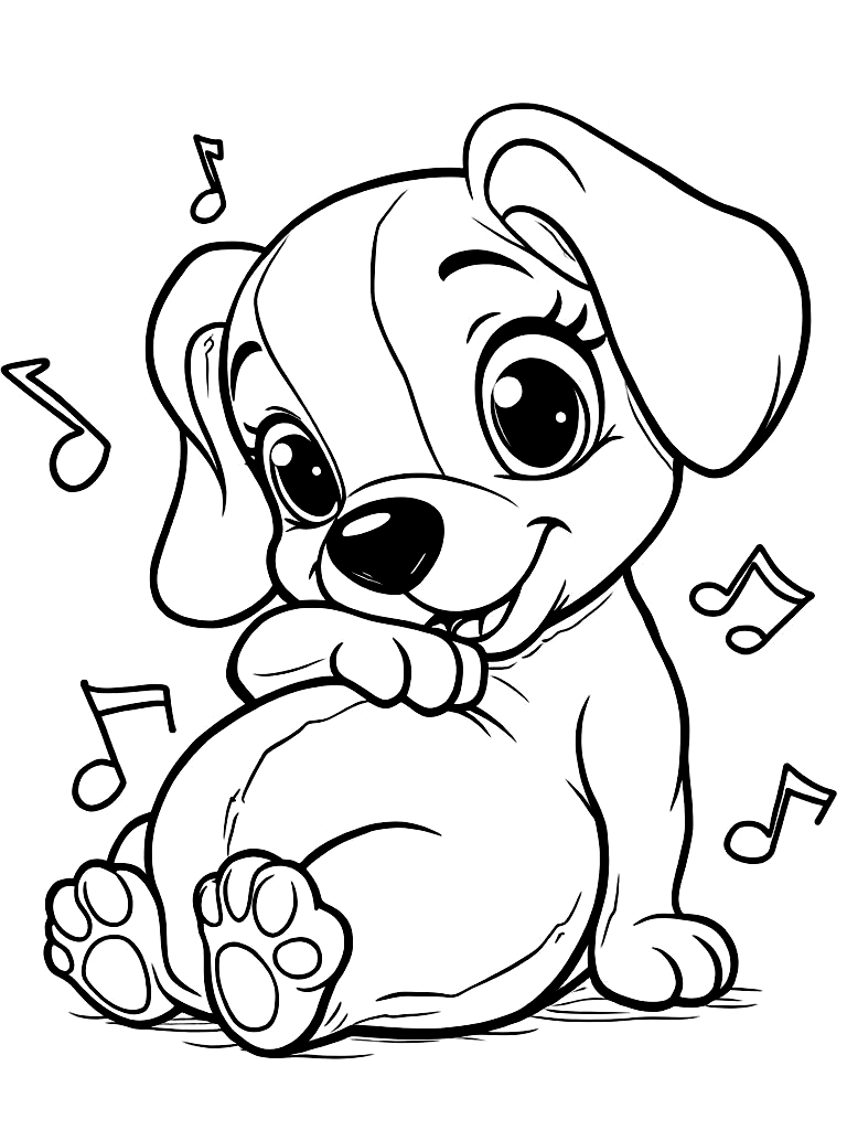 Cartoon Fun Puppy Coloring Pages - 15 Playful Dogs for Kids - Printable PDF - Instant Download