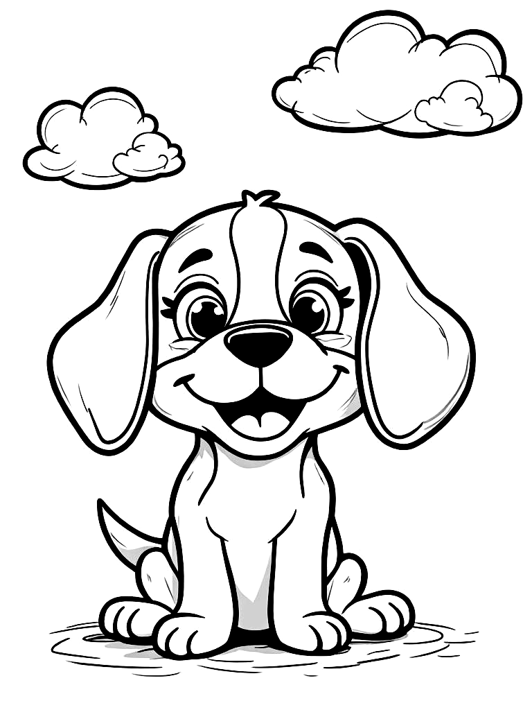 Cartoon Fun Puppy Coloring Pages - 20 Playful Dogs for Kids - Printable PDF - Instant Download