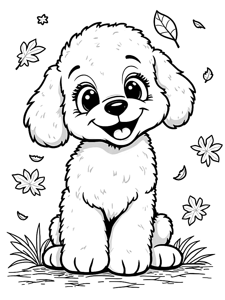 Cartoon Fun Puppy Coloring Pages - 20 Playful Dogs for Kids - Printable PDF - Instant Download