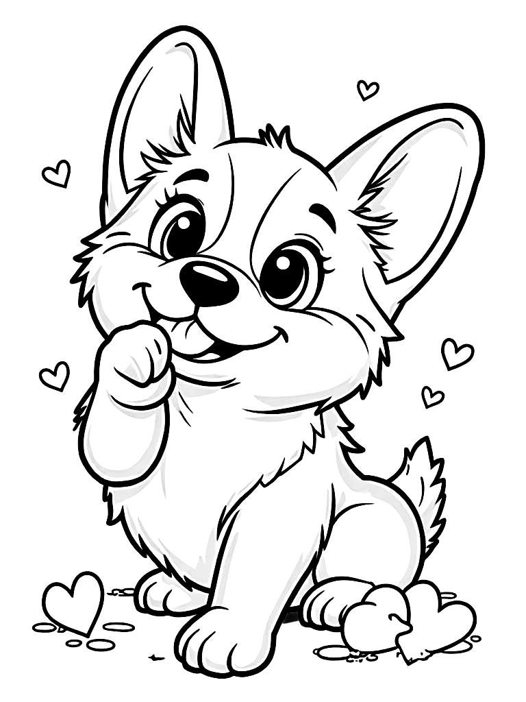 Cartoon Fun Puppy Coloring Pages - 20 Playful Dogs for Kids - Printable PDF - Instant Download