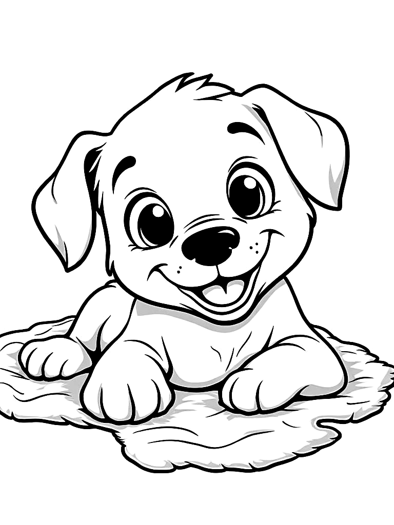 Cartoon Fun Puppy Coloring Pages - 50 Playful Dogs for Kids - Printable PDF - Instant Download