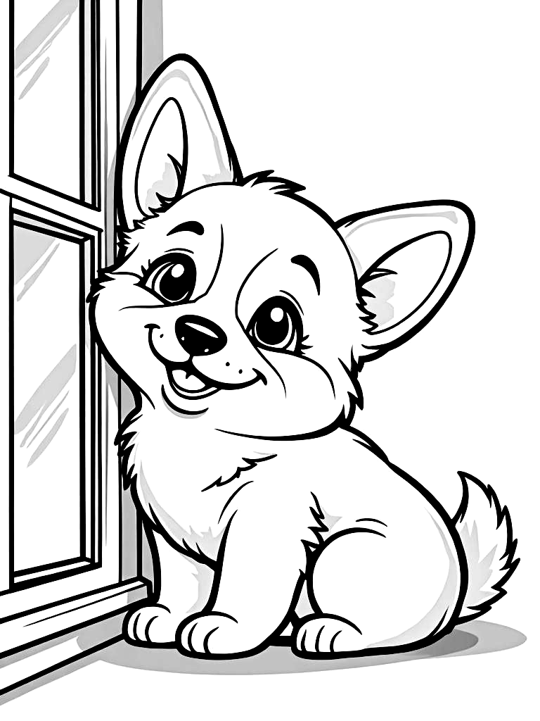 Cartoon Fun Puppy Coloring Pages - 50 Playful Dogs for Kids - Printable PDF - Instant Download